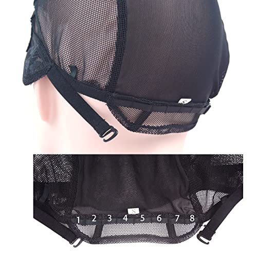YTBYT 2 Pcs Black Double Lace Wig Caps with Adjustable Straps Swiss Lace Hairnet on the Back for Making Wig (Black S)
