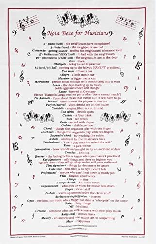 Tea Towel Nota Bene For Musicians: Homeware
