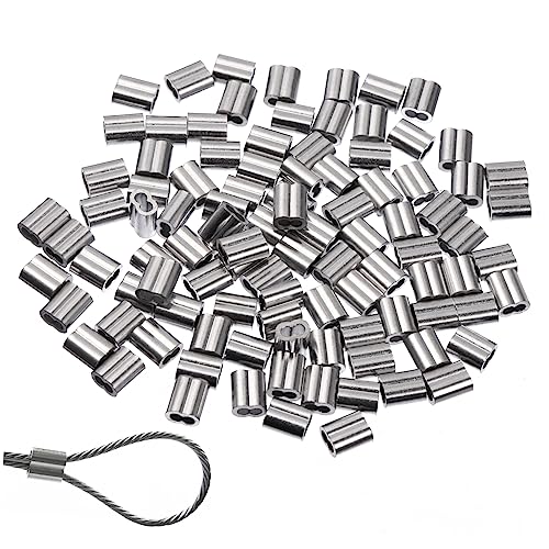 BELLIFFY 100 Pcs Wire Sleeves Cable Clip Cable Crimps Silver Wire Fitting