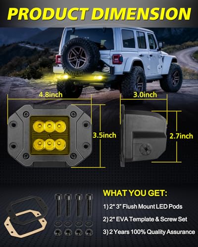 Image of Amber Flush Mount LED Pods 120W CREE LED Bumper Lights for Trucks