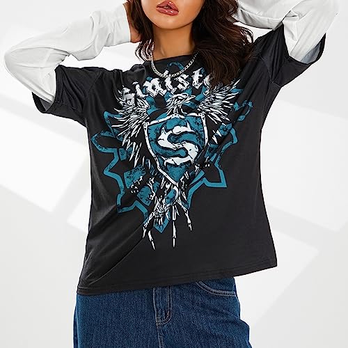 Image of Grunge Clothes for Women Y2K Tops Long Sleeve Fairy Grunge Aesthetic Shirts Teen Girls Vintage Graphic Tees Fall