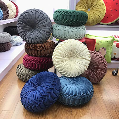 Elero Round Throw Pillow Velvet Home Decoration Pleated Round Pillow Cushion For Couch Chair Bed Car Beige #TOP2