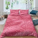 Fellartige Textur Bettwäsche 200x220 Rosa Bettwäsche-Sets Bettbezug Set 3D Druck Bettbezüge Weiche Mikrofaser mit Reißveschluss und 2 Kissenbezüge P.446