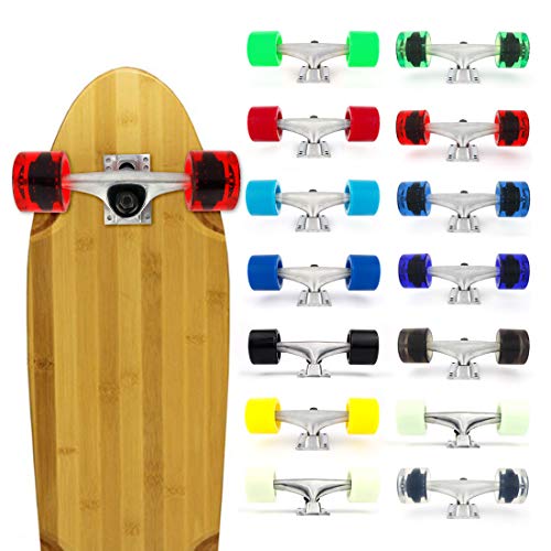 Image of VJ Skateboard Truck and Wheel, 5.0 Skateboard Trucks w /Skateboard Crusier Wheel 60mm, Skateboard Bearings, Skateboard Screws, Skateboard Riser Pads