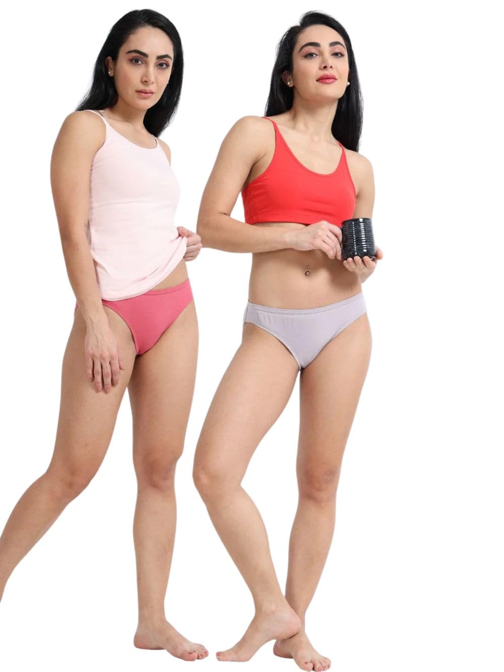 a & a Gull Grey and Magenta Organic Cotton Bikini Panty for Women - Pack of 2-picture-28
