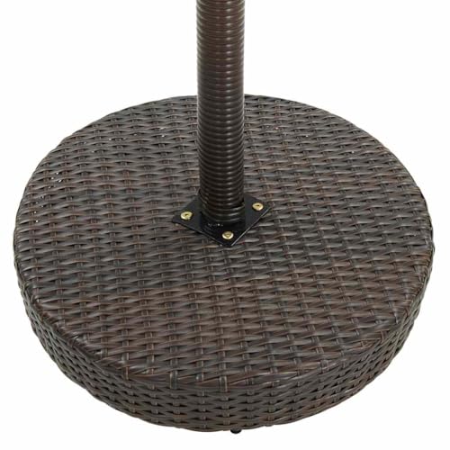 Table bar de jardin ronde marron avec 4 tabourets hauts en rotin synthétique - 5