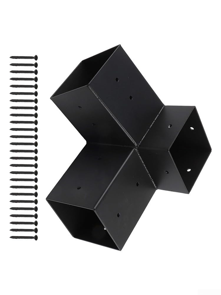Kit di staffe per pergola inclinate per tetto e pergola, kit di montaggio a parete con hardware unidirezionale in acciaio a 3 vie, resistente alla ruggine, supporto esterno per veranda