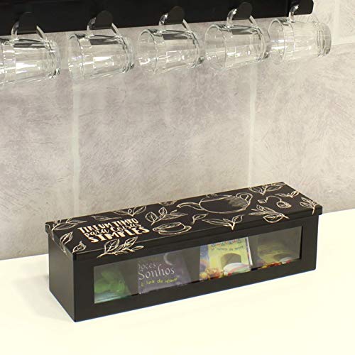 Caixa de Chá Coisas Simples, GeGuton, Preto/Branco/Estampa