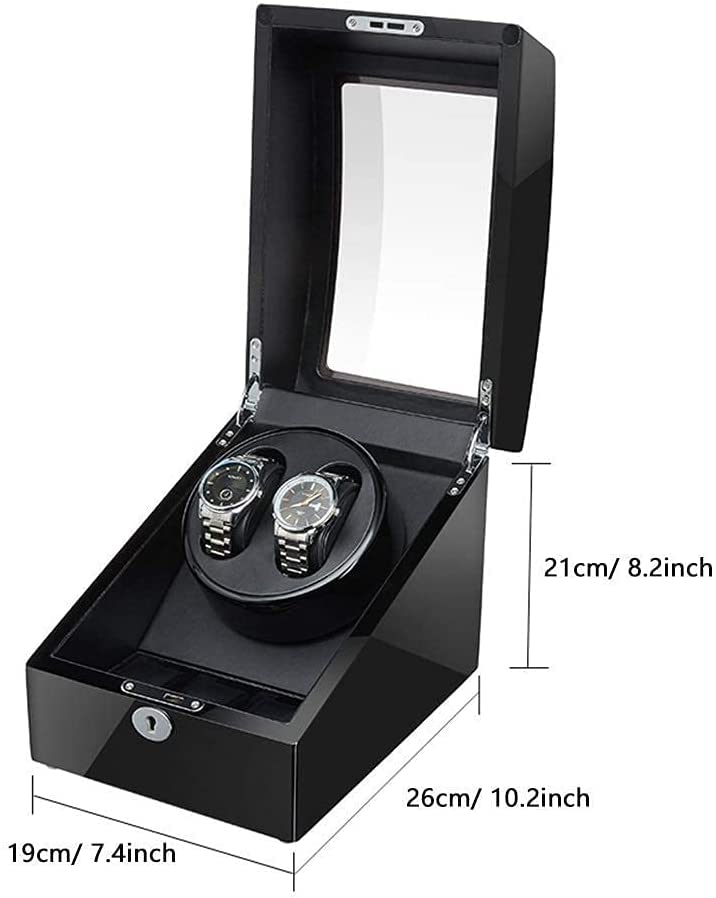Caja enrolladora de relojes de madera con acabado piano de lujo 6