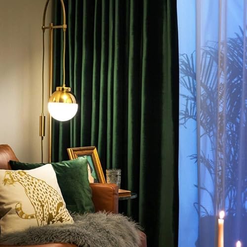 MYRU 1 Pair Pencil Pleat Luxury Velvet Curtains, Room Darkening, Thermal Insulated Drapes for Living Room Bedroom(Dark Green, 2 x 66x108 Inch) - Cosy Home Interiors MYRU 1 Pair Pencil Pleat Luxury Velvet Curtains, Room Darkening, Thermal Insulated Drapes for Living Room Bedroom(Dark Green, 2 x 66x108 Inch) - Image 7