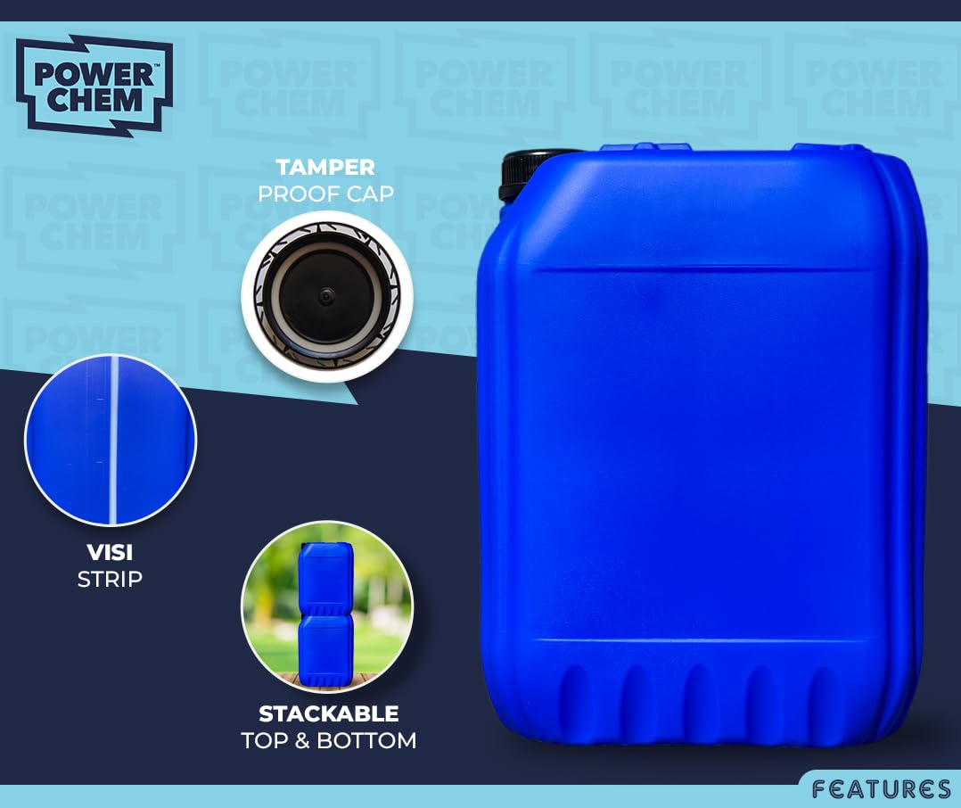 Lot de 2 bidons de 20 l - Approuvés par l'ONU - Avec bouchon inviolable de 61 mm - Parfaits pour le stockage de l'eau et des liquides - Bleu