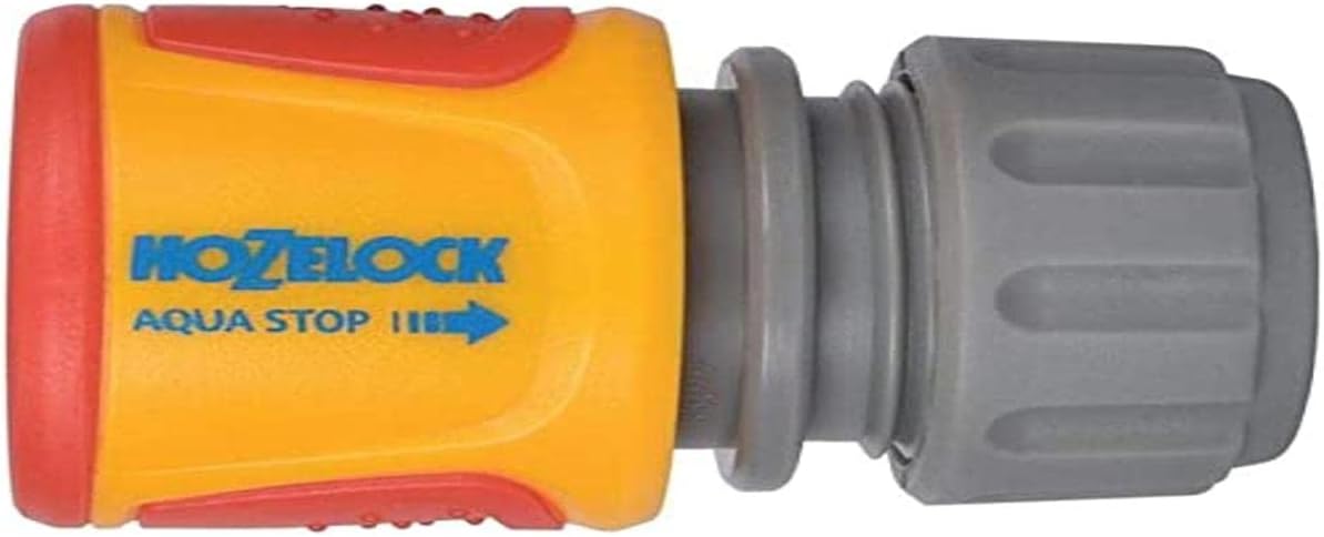 HOZELOCK - Aquastop Hose Connector Quick ø 12.5mm - 15mm (1/2"- 5/8") Soft Touch : Aquastop, Watertight, Non-Slip, Ideal for The Start of The Hose [2075 0000], Yellow/Grey