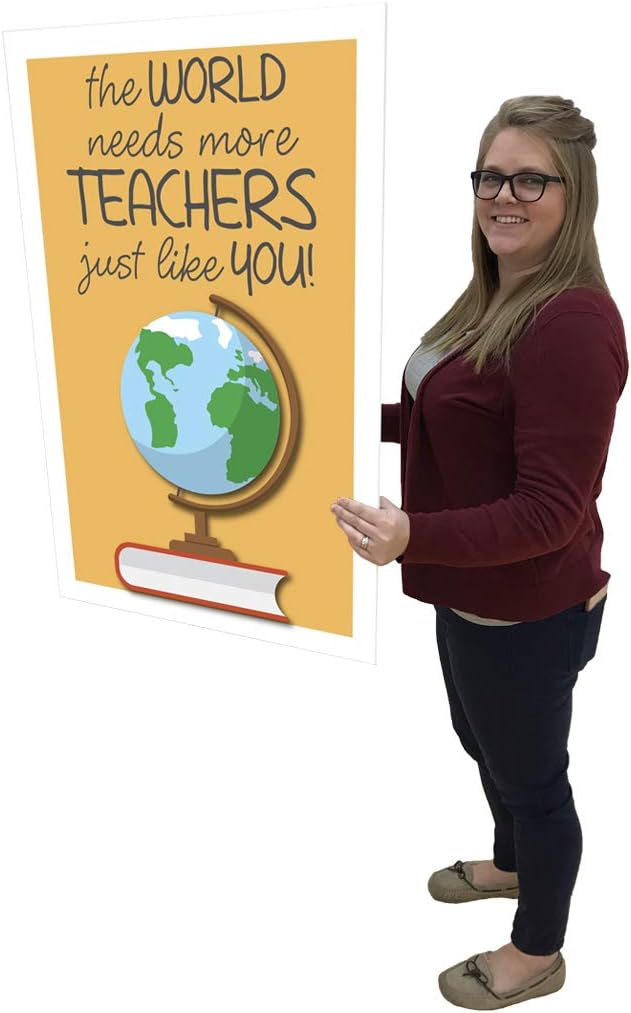 VictoryStore Jumbo Greeting Cards: 2 feet x 3 feet Giant Teacher Thank You card (The World needs more teachers just like you!) Includes an envelope
