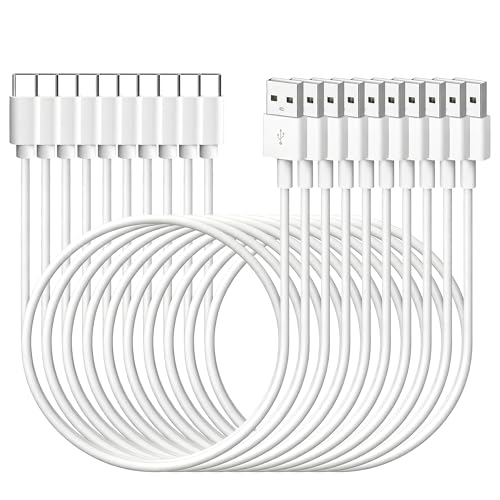 USB Type C ケーブル 1m 10本セット LpoieJun 【3A急速充電 / USB 2.0データ転送 /映像出力非対応 】 高耐久TPE素材 USB-A to USB-C 充電コード スマートフォン/タブレット/ゲーム機のタイプｃ機種に対応 (ホワイト)