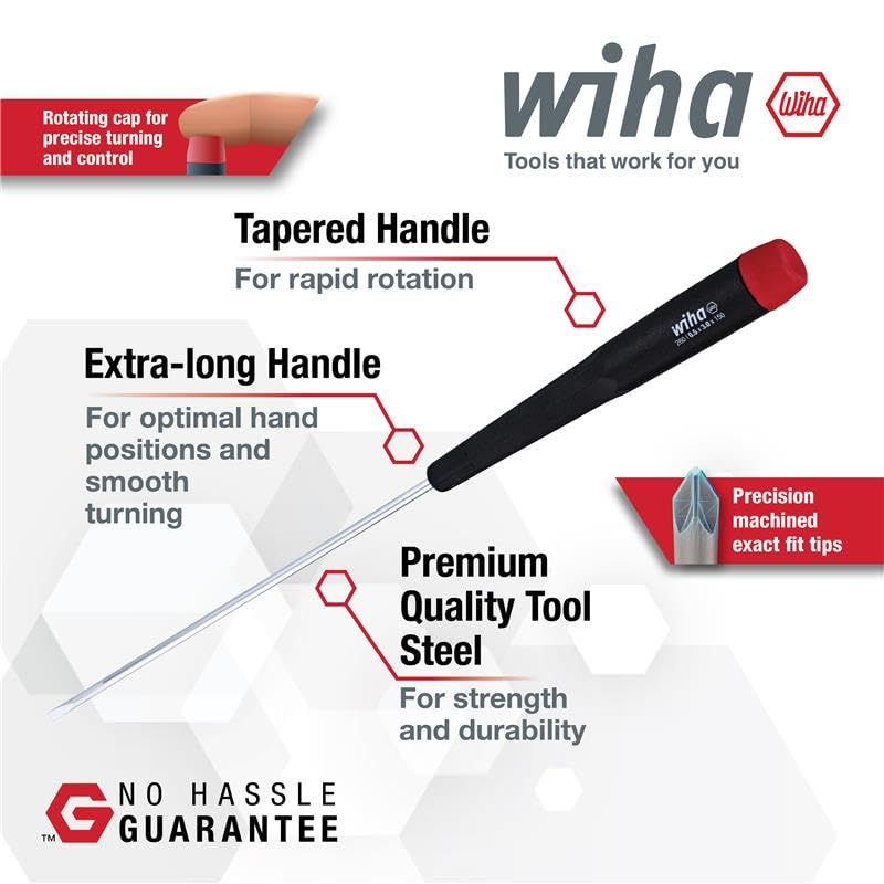 Image of Wiha 26190 Slotted and Phillips Screwdriver Set, 8 Piece | Bonus 6.3 Inch Long Nose Pliers, Extra-Long Handles, Chrome-Plated