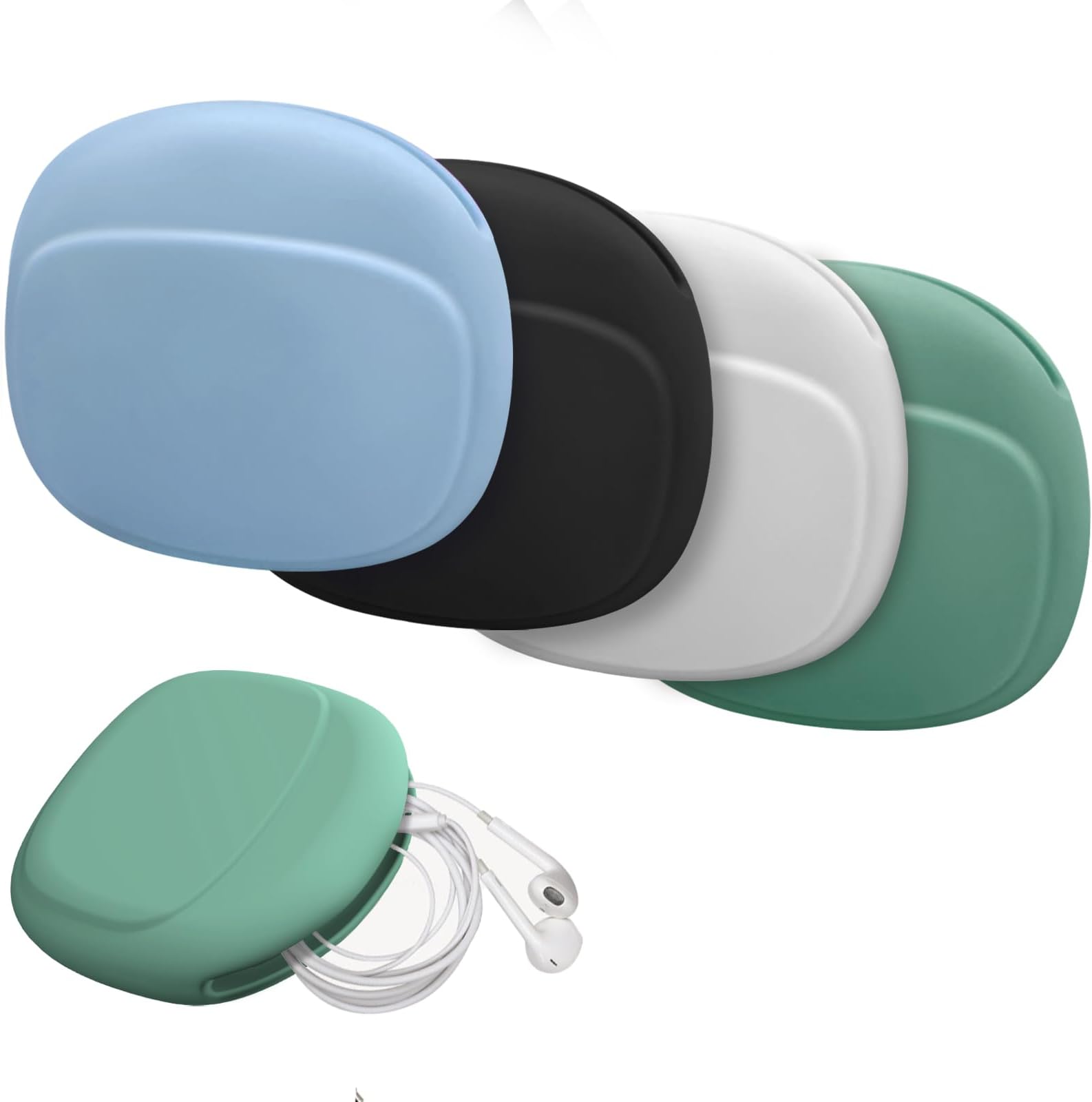 Skyconser Silicone Headphone Organizer,4 in 1 Data Cable Storage Case, Mini Storage Bag,Mini Key Box,Wired Headphone Organizer, Soft Silicone Accessories Kit-Colorful