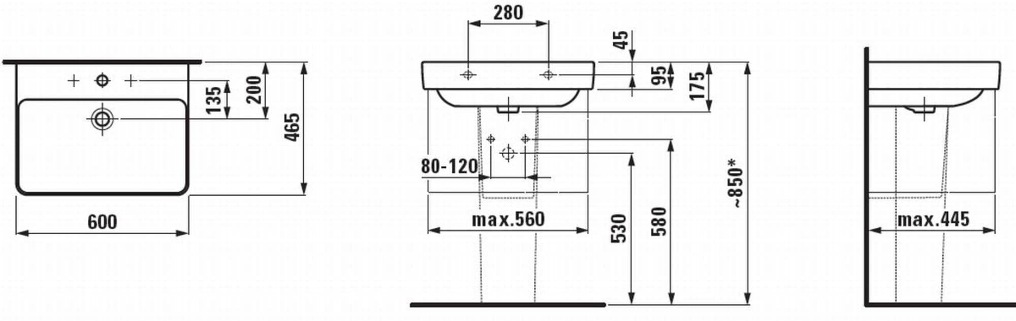 Laufen Waschtisch PRO S 600x465 weiß, 8109630001041