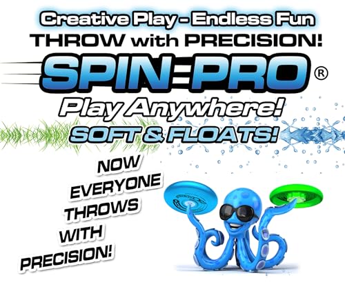 SPIN PRO Beach & Pool Sports Disc. Throw with Precision! Spin Tricks! Soft and Durable, Waterproof, Floats, Play Anywhere! Upgrade Your Fun!