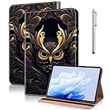 TUOLISG Hülle für Samsung Galaxy Tab A 10.1 2019 T510/ T515,PU Leder Flip Case Brieftasche Stifthalter Tablet Schutzhülle mit Stylus Stift für Samsung Galaxy Tab A T510/ T515 10.1 Zoll 2019 -Eule