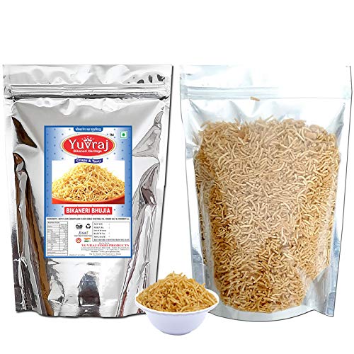 Image of Yuvraj Food Product Namkeens Ratlami Long sev & Bikaneri Bhujiya (barik sev) pack of 2 800 gm