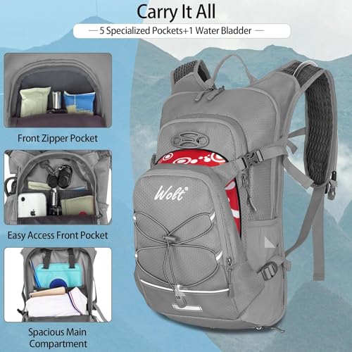 Image of WOLT Hydration Backpack 18L Hiking Water Backpack with 2L Water Bladder for Men Women, Hydration Pack for Running Cycling Biking and Climbing