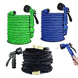 Garden Hoses 75-200ft Expandable Garden Hose Pipe 3 Colour Optional Magic Hosepipe No Kink Tangle-Free Pocket Water Hose with 7 Spray Modes Spray Gun and Universal Connector (1 Year 100% Guaranteed)