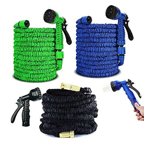 Garden Hoses 75-200ft Expandable Garden Hose Pipe 3 Colour Optional Magic Hosepipe No Kink Tangle-Free Pocket Water Hose with 7 Spray Modes Spray Gun and Universal Connector (1 Year 100% Guaranteed)