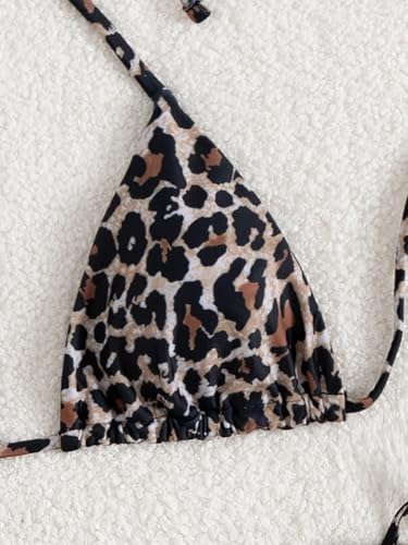 Image of Tainehs Women's Sexy Halter Thong Bikini Tie Two Sides Bottom Triangle Bikini Swimsuits