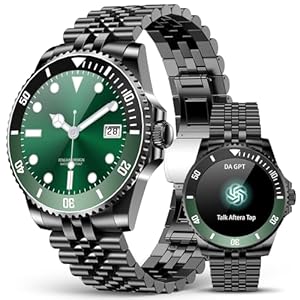 2025 DA GPT Smart Watch with Bluetooth Call,1.19-inch AMOLED Display, 24/7 Heart Rate, Blood Oxygen, Blood Pressure, Sleep Monitor, 107 Sports Fitness Tracker, Compatible Android and iOS Black Green