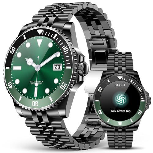 2025 DA GPT Smart Watch with Bluetooth Call,1.19-inch AMOLED Display, 24/7 Heart Rate, Blood Oxygen, Blood Pressure, Sleep Monitor, 107 Sports Fitness Tracker, Compatible Android and iOS Black Green