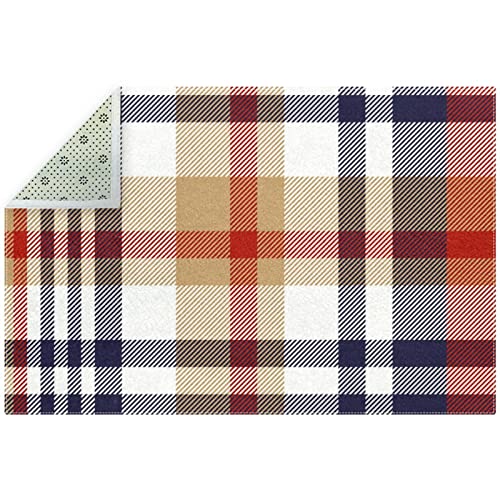 Area Rugs For Bedroom Living Room Carpet Washable Rug Indoor Or Outdoor Rugs, Lattice Plaid Grid Check Tartan Pattern #TOP27