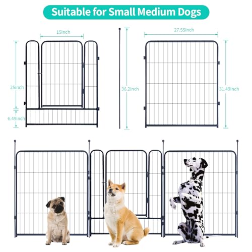 Image of Dog Playpen,Portable Outdoor Dog Fence, Dog Playpen for Large /Medium /Small Dogs, Dog Fences for the Yard,with Doors Foldable Metal (32 inch, 08 Panels)