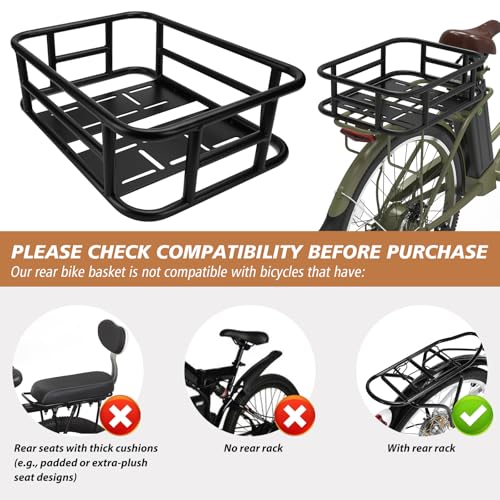 Bike Basket Rear, Bicycle Basket with Liner,Waterproof