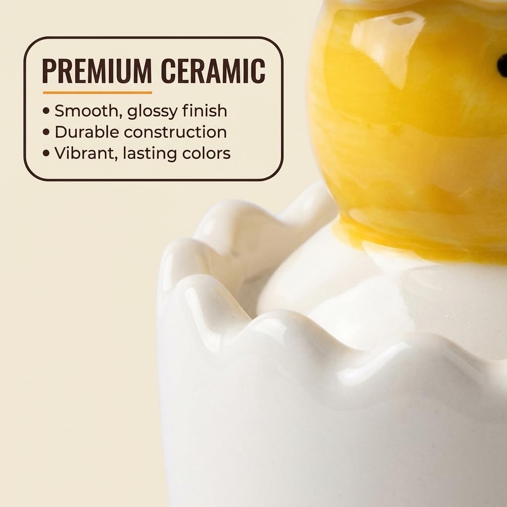 The Bridge Collection 3.75" Hatching Chick Salt and Pepper Shaker Holder Set - 2 Piece Set - White Kitchen Items - Fun Salt and Pepper Shakers for Cottage, Vintage, or Farmhouse Decor