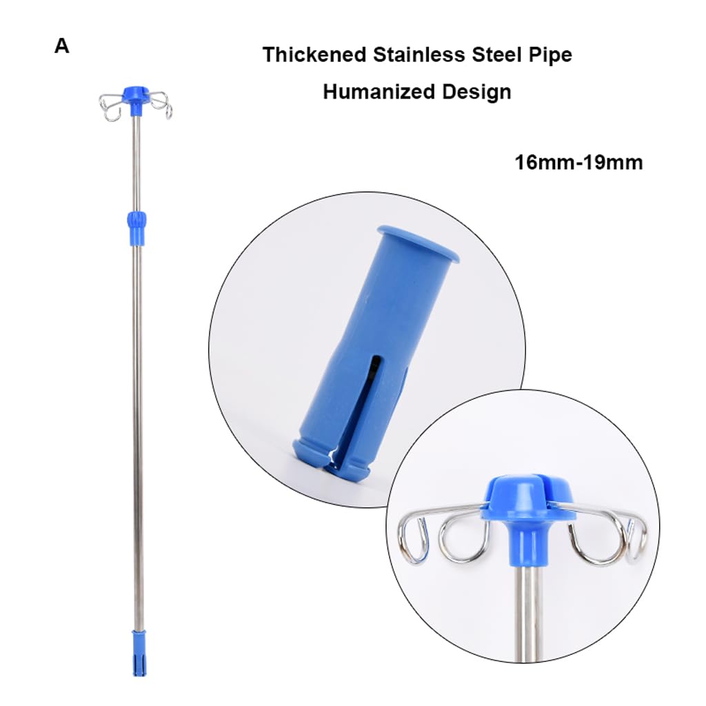JITEM Asta portaflebo in Acciaio Inossidabile Altezza Regolabile da 35'' a 63'' Supporto portaflebo 4 Ganci Presa per Letto Asta portaflebo telescopica per Letto di Cura Terapia IV Cura