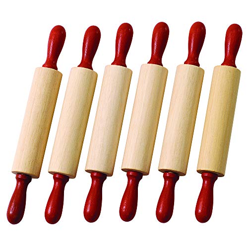 Colorations Natural Wood Rolling Pins, Set of 6, for Kids, Arts & Crafts