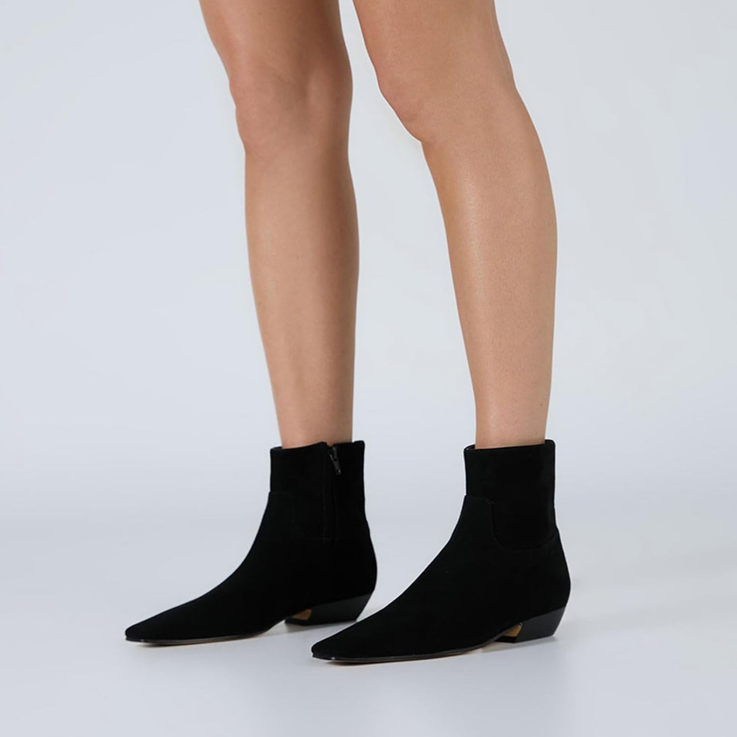 KysBloes Women Square Toe Ankle Boots Low Heel Booties Flats Winter Shoes Comfortable Side Zip Short Boots(Opt One Size Smaller) - Image 7