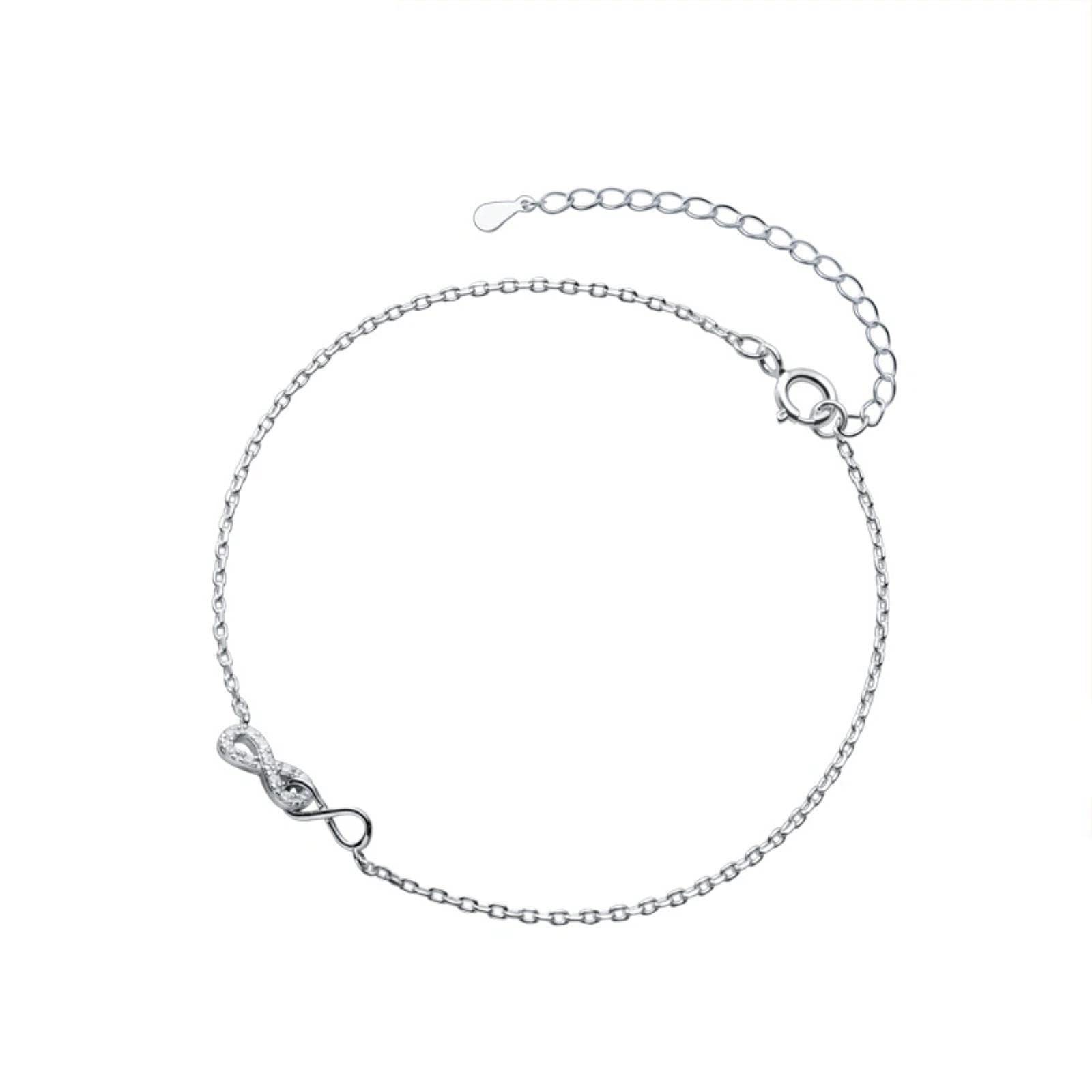 Pulsera de pie, Cadenas for el Tobillo, Fiesta de Verano Plata de Ley 925 Amor Infinito Cadena Exquisita Señora Tobillera for Mujer Pulsera de pie Pies Joyería Nuevo