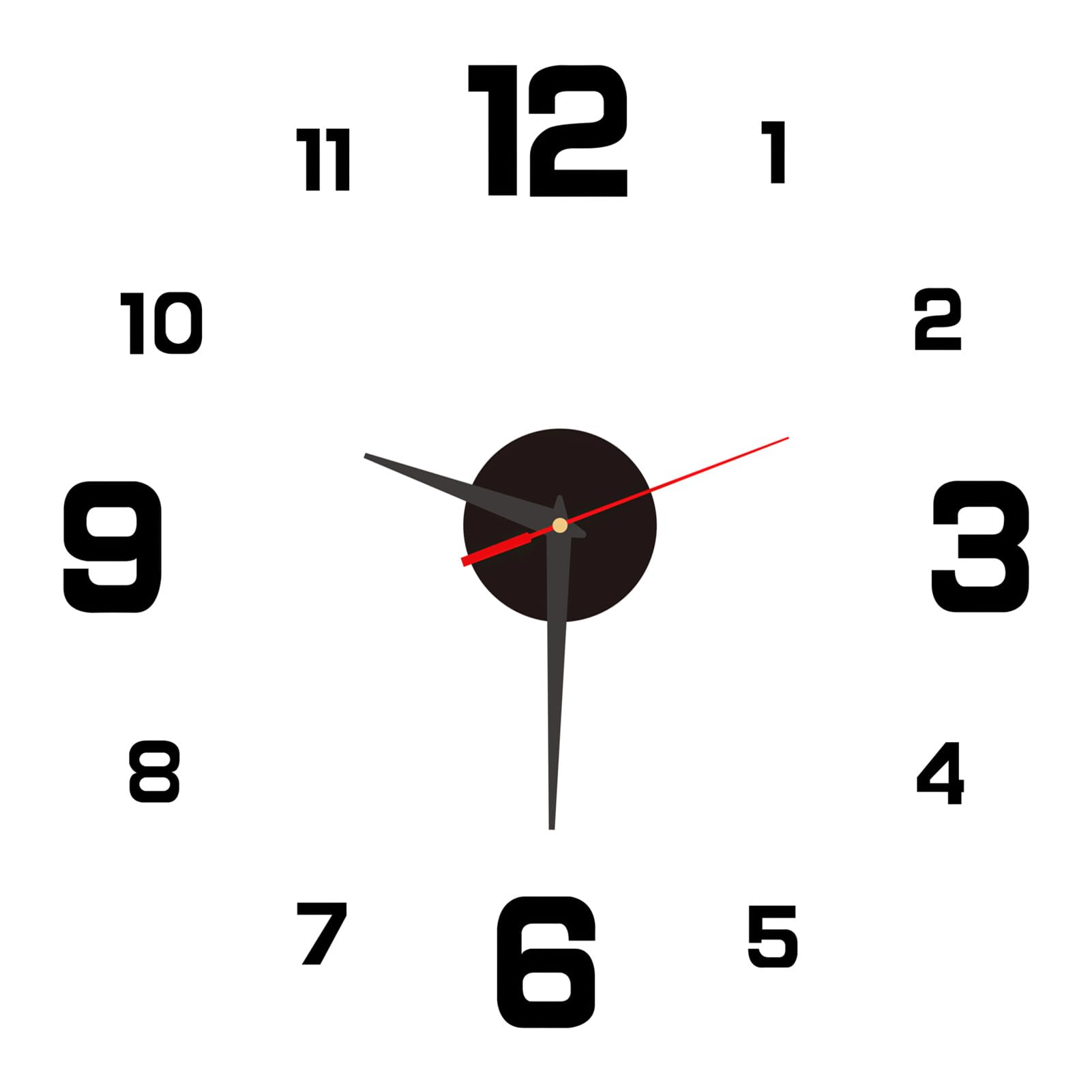 Reloj de pared 3D DIY con movimiento silencioso, diseño moderno y digital, ideal para cocina, sala de estar, dormitorio, negro, montaje fácil, decoración elegante y contemporánea, gran número,