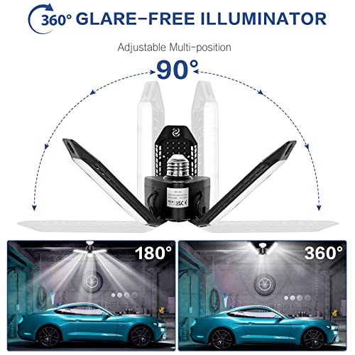 Vzazel THREE LEAF GARAGE LIGHT Garage Light-Led Garage Light 2 Pack-8000Lm Glare-Free 360° Illuminator Garage Light-60W 6500K Deformable Garage Led Light-E26/E27 Garage Ceiling Light For Basements, Barn, Farmhouse And Attics thumb #1