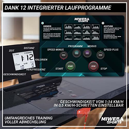 Miweba Sports elektrisches Laufband HT500 | 3 PS - 14 Km/h - Traglast 120.0 Kg - Klappbar - Große Lauffläche - LCD… – Bild 4