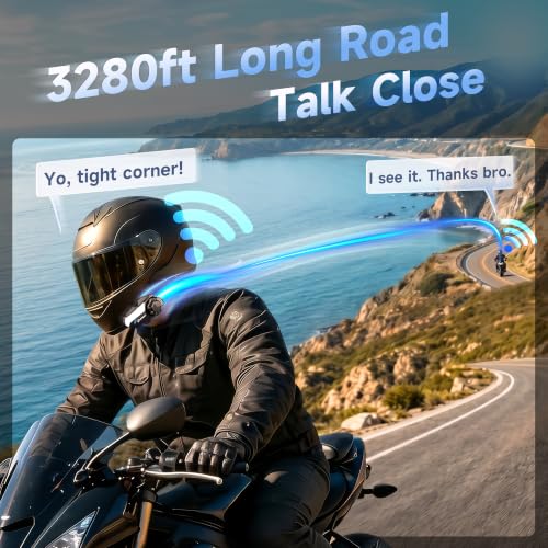 Image of Moman Motorcycle Intercom, 2-Way Intercom Communication Systems, FM Music Sharing, Hi-Fi Stereo, CVC Noise Cancellation, Waterproof BT5.1 Group Helmet Speaker Headset, for Dirt Bike /ATV(H2S 1 Pack)