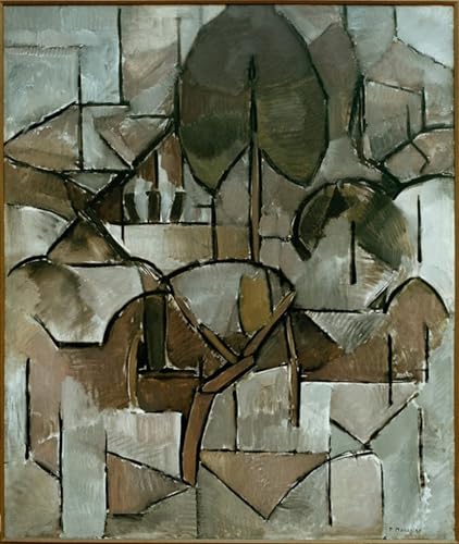 Toile abstraite Mondrian haute définition 60x90cm paysage d'arbres