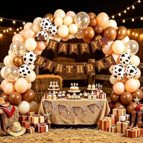 Image of Western Birthday Decorations, Cowboy Banner & Balloon Kit