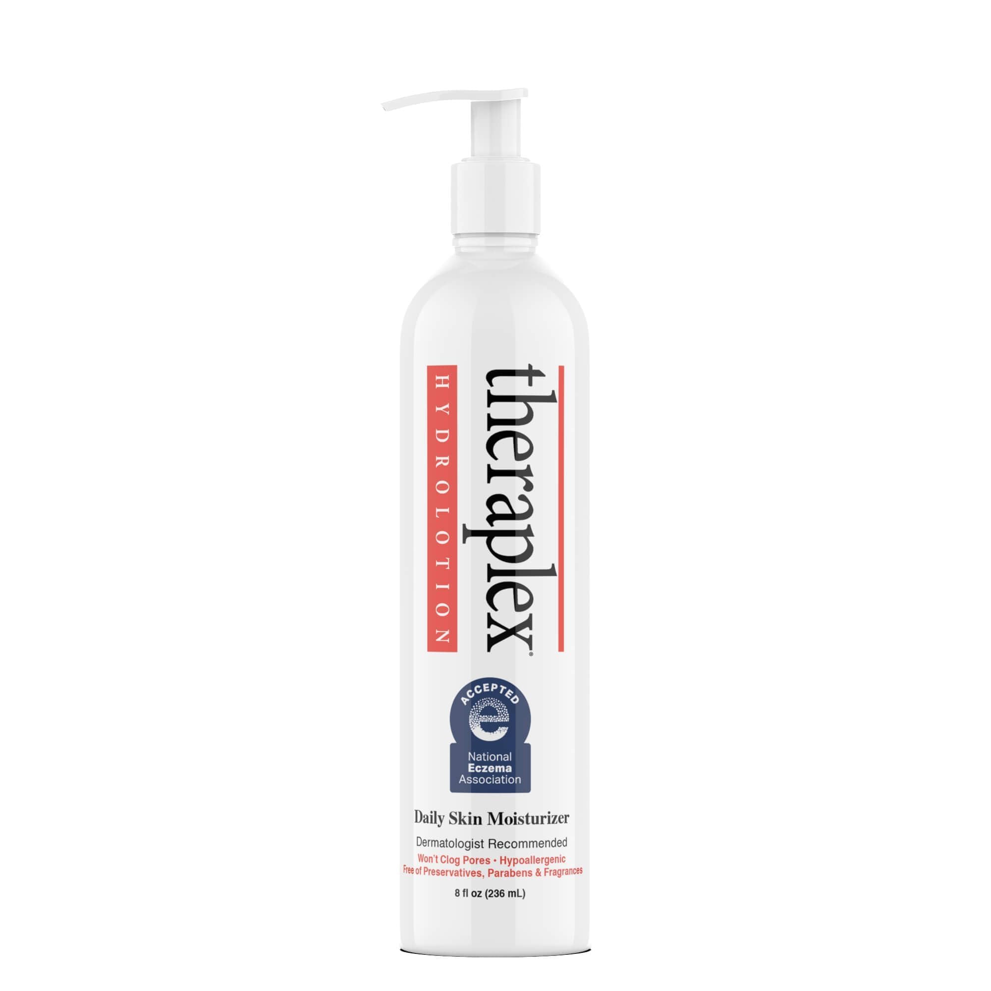 Theraplex Hydro Lotion - Daily Skin Maintenance and Dry Skin Protection, No Parabens or Preservatives, Noncomedogenic, and Hypoallergenic, Fragarance Free, Dermatologist recommended (8 oz)