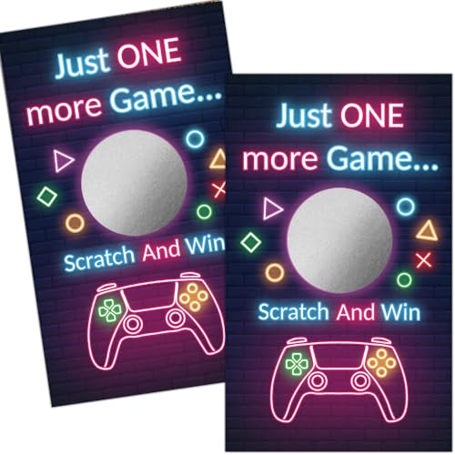 Haizct 50 Pack Just One More Game Scratch Off Cards, Retro 80’s Scratch Tickets for Birthday, 80s...