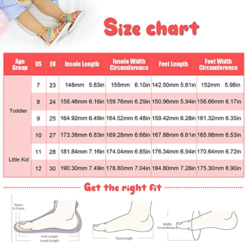 Lulex Girls Gladiator Sandals for Toddler/Little Kids Adjustable Cute Summer Flat Strappy Sandals with Zipper for 1-5 Years Old 6