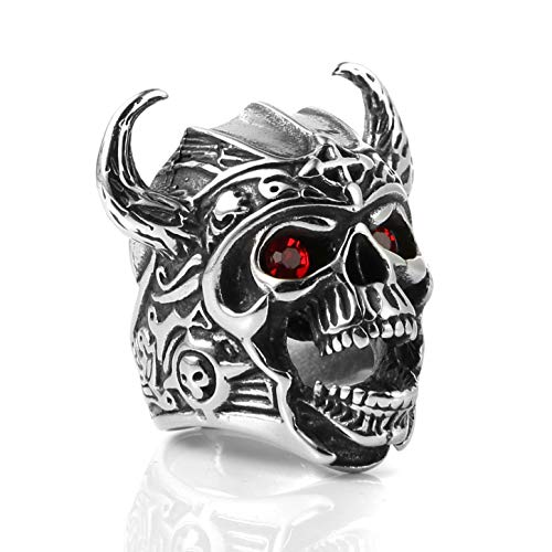 Bague homme tête de mort acier inoxydable chevalière gothique vintage motard punk