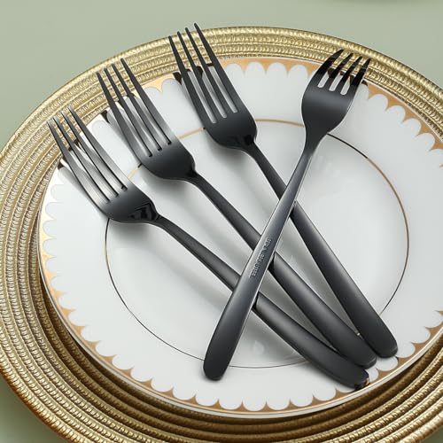 Miniatura 7 de Kyraton Tenedor Negro 12 Piezas, Acero Inoxidable 20 Cm Horquillas Plata Negra Titanio Plateado, Horquillas Negras Set De 12