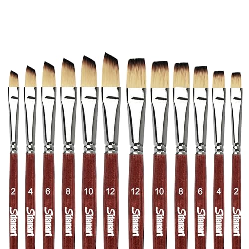 Watercolor Brushes Professional 12 PCS ， 6 Flat Painting Brush an...
